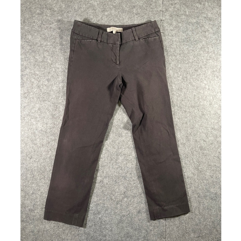 Loft Marisa Fit Petite Dress Pants Brown Gray Straight Leg Trousers Size 0P